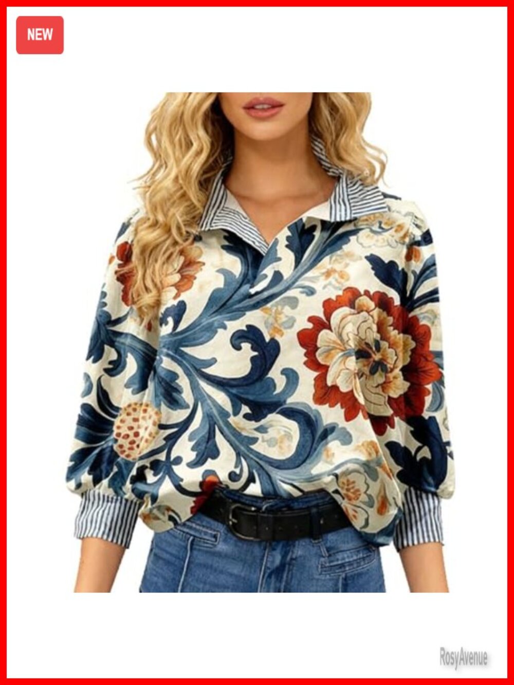 Women's Floral Print Button-Down Blouse with Puff Sleeves
